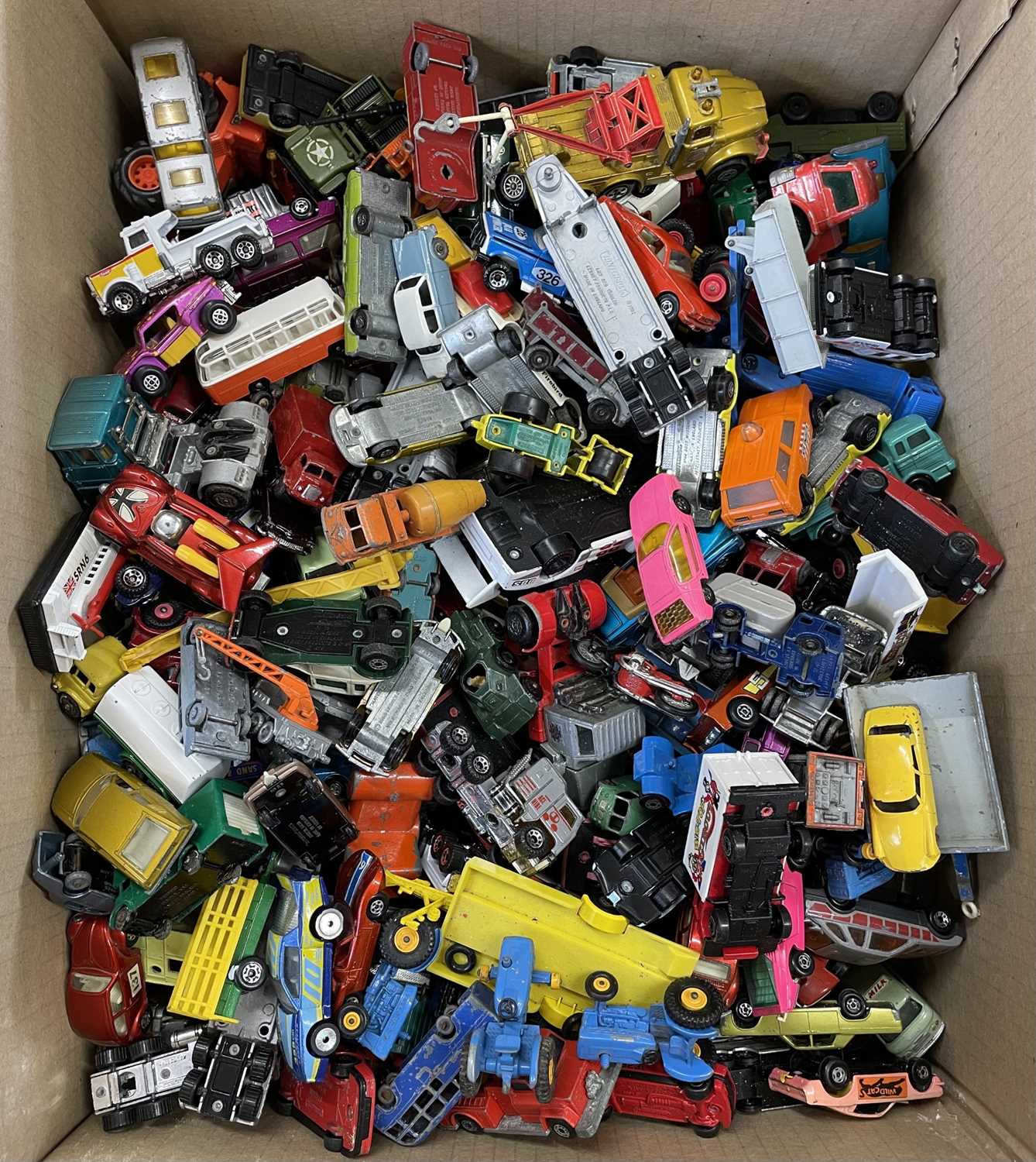 An extensive collection of die-cast cars and vehicles, to include Matchbox, Husky, Majorette, Corgi,