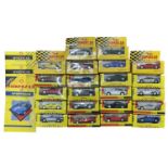 A collection of various boxed Shell and Maisto sportscars
