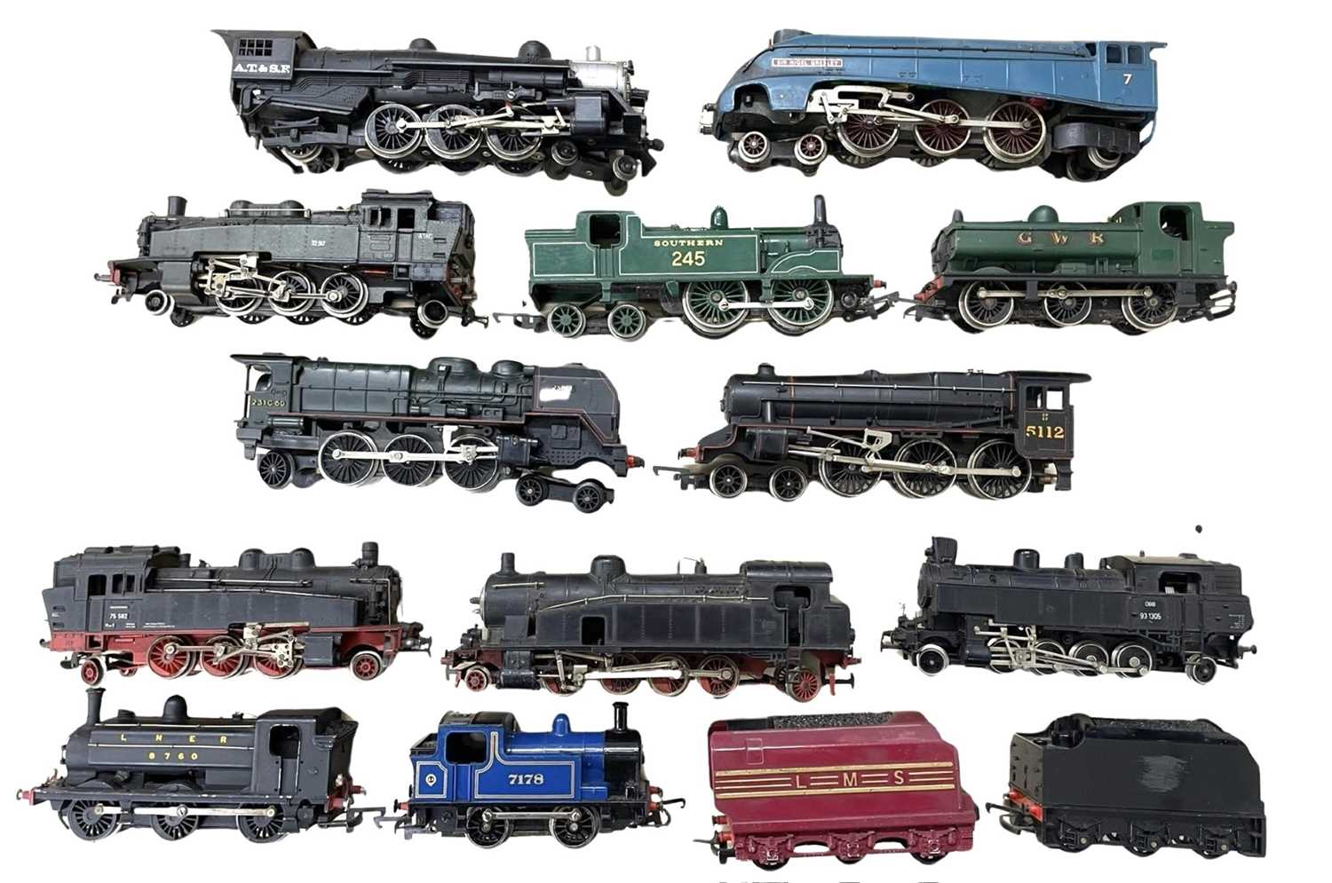 A mixed collection of various British and European-made 00 locomotives