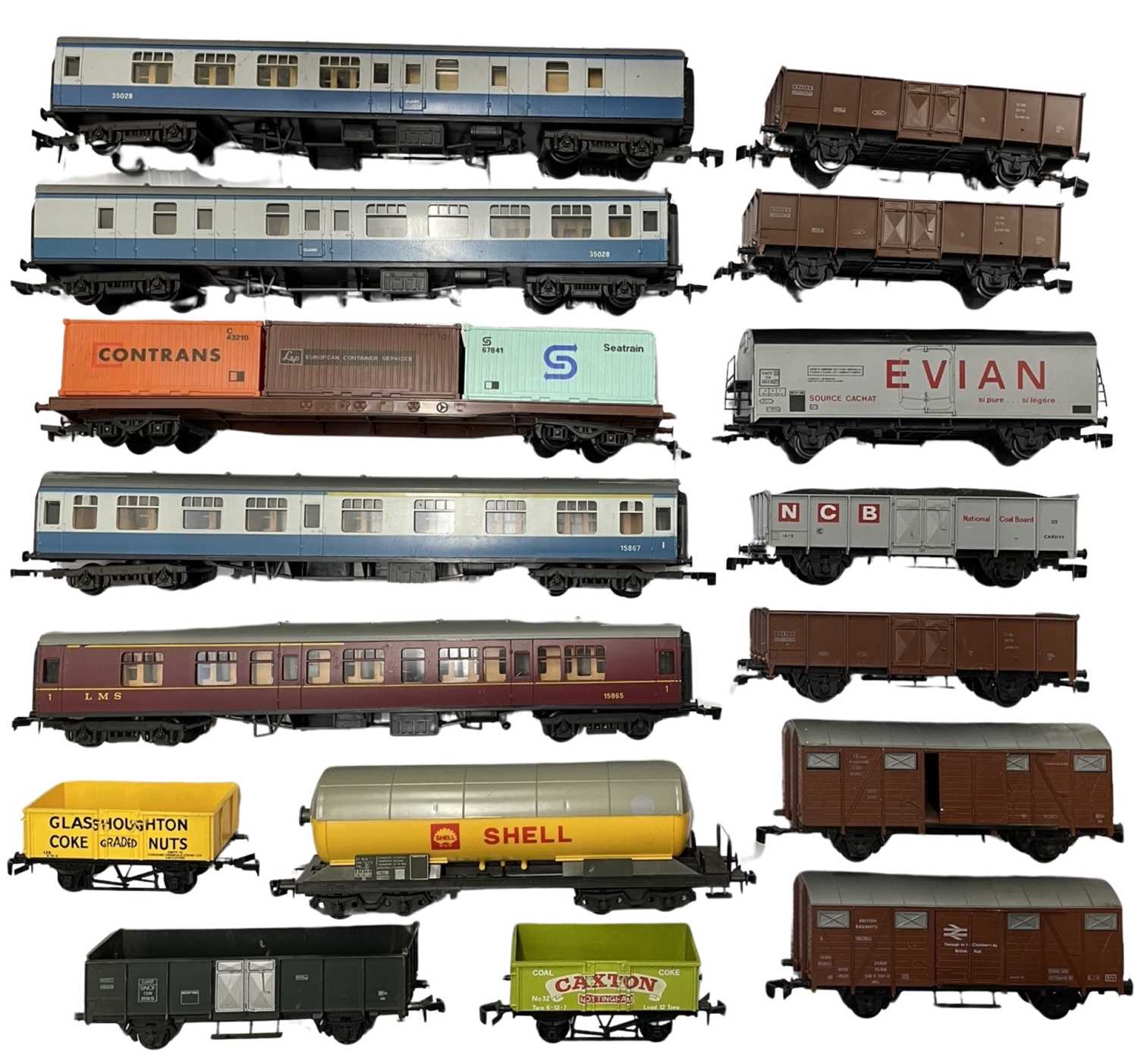 A collection of various Lima 0 gauge rolling stock, to include corridors, wagons, tanker etc