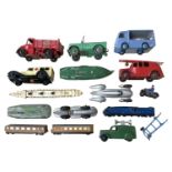 A group of various die-cast Dinky Toy vehicles