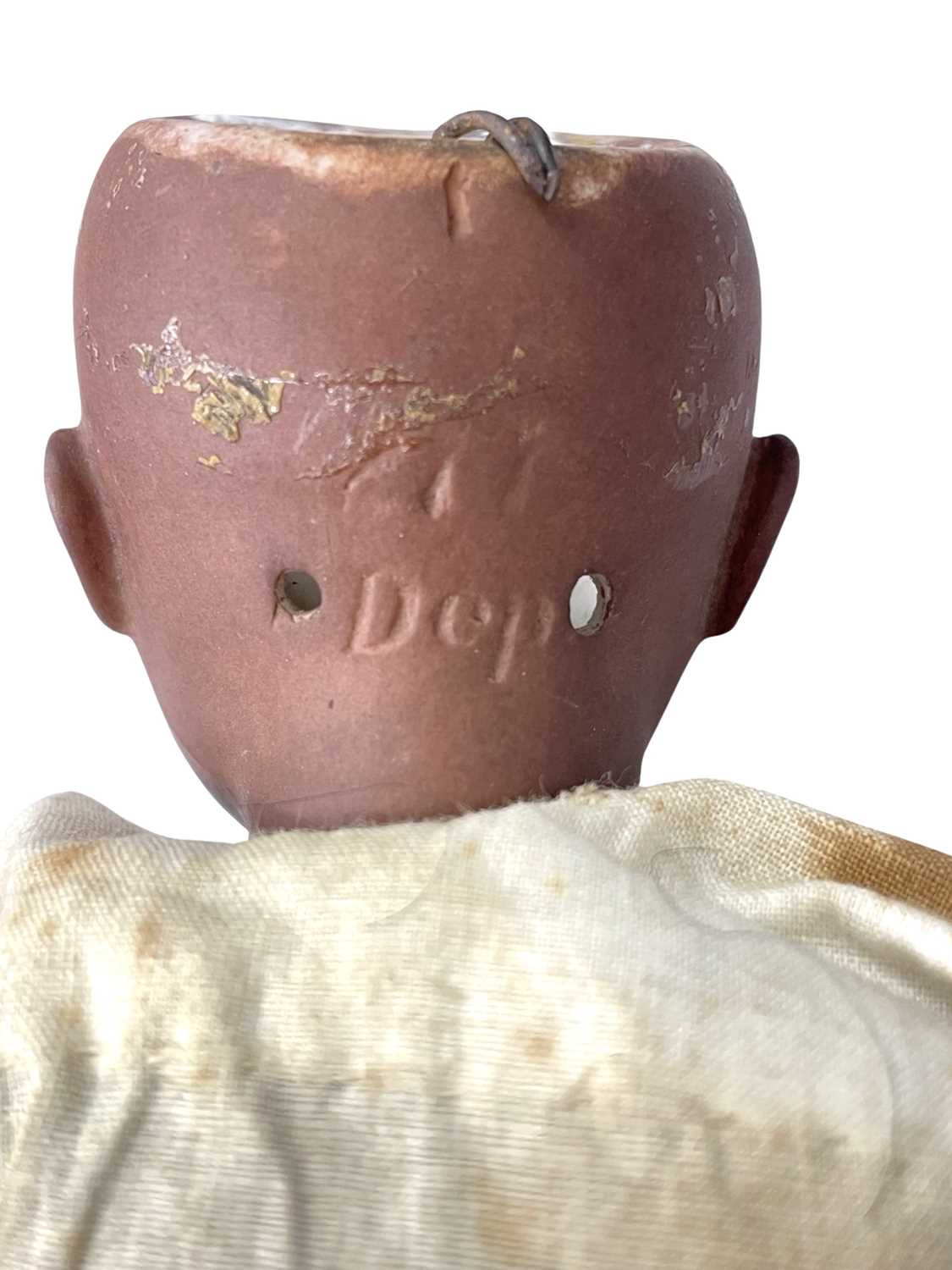 A small Bahr and Proschild bisque head doll, with brown eyes and teeth showing, pierced ears and - Bild 2 aus 2