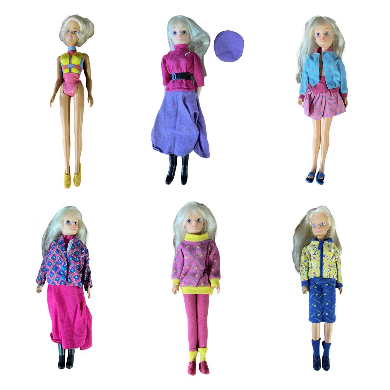 Six various 1980s Sindy dolls