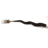 20th century brass toasting fork with antelope horn handle. length: 64cm