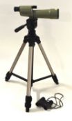 Opticron spotters monoscope D=60mm w22x, D+80mm w30x scope on Velbon tripod together with a pair