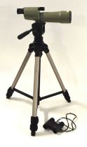 Opticron spotters monoscope D=60mm w22x, D+80mm w30x scope on Velbon tripod together with a pair