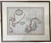 Jacques-Nicolas Bellin (French, 1703-1772),"Carte Reduite des Mers du Nord", hand coloured