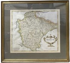 ROBERT MORDEN: DEVONSHIRE, engraved hand coloured map circa 1753, approx 358 x 470mm, framed and