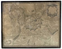 C B GLOT: Uncoloured 18th Century engraved map of Geneva (1777): 'Plan de la Ville de Geneve Corrige