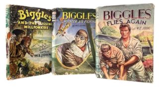 W E JOHNS: 3 titles: BIGGLES AND THE MISSING MILLIONAIRE, Hampton Library reprint; BIGGLES PIONEER