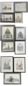 A collection of 11 framed and glazed copper engraved architectural prints, mostly from Dugdale, 17th