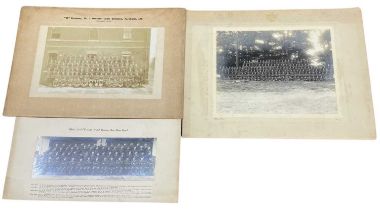 Three British military large format photographs, including 'B' Company, No 3 Officers Cadet