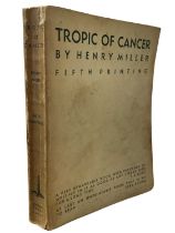 HENRY MILLER: TROPIC OF CANCER, Paris, The Obelisk Press, 1939, Fifth Reprint. Original wraps, uncut