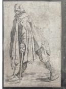 JACQUES CALLOT: Small etching, Beggar on crutches, c1623. From LES GUEUX SUITE APPELEE AUSSI LES