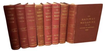 THE RAILWAY MAGAZINE, 8 omnibus volumes in publisher's red bindings. 1951-1958 / Volumes 97-104 (8)