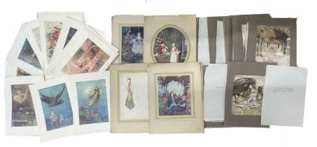 ONE PACKET: Illustrated colour book plates by Edmund Dulac (9, captioned), Arthur Rackham (approx