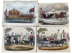 4 small colour lithogrpah prints, c1845 Dean and Co, Royalty interest, one with flap. Scarce, some