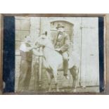 Albumen photograph, gentleman on a horse. 19th century, framed and glazed. Framed size approximately