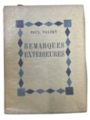 PAUL VALERY: REMARQUES EXTERIEURES (EXTERNAL REMARKS), Paris, Cahiers Libres, c1929. Limited edition