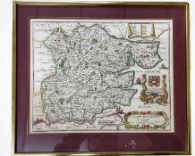 RICHARD BLOME: A MAPP OF YE COUNTY OF ESSEX, engraved hand coloured map [1673], approx 255 x