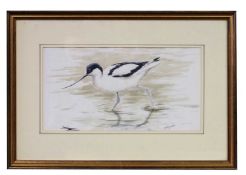Simon Trinder (British, 20th/21st century), Wading Avocet, pencil and watercolour, signed,