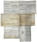 ONE PACKET: Various 18th/19th century vellum documents pertaining to property, mortgages, indentures