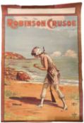 An early 20th century lithograph theatre poster for 'Robinson Crusoe' after Jim Affleck,printed by