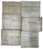 ONE PACKET: Various 18th/19th century vellum documents pertaining to property, mortgages, indentures