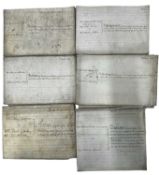 ONE PACKET: Various 18th/19th century vellum documents pertaining to property, mortgages, indentures
