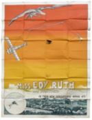 A large vintage Circus poster for Belgian Aero-Acrobat, Miss Edy Ruth and partner. Size