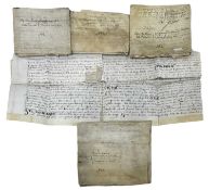 ONE PACKET: Various 17th century vellum documents pertaining to property, mortgages, indentures etc