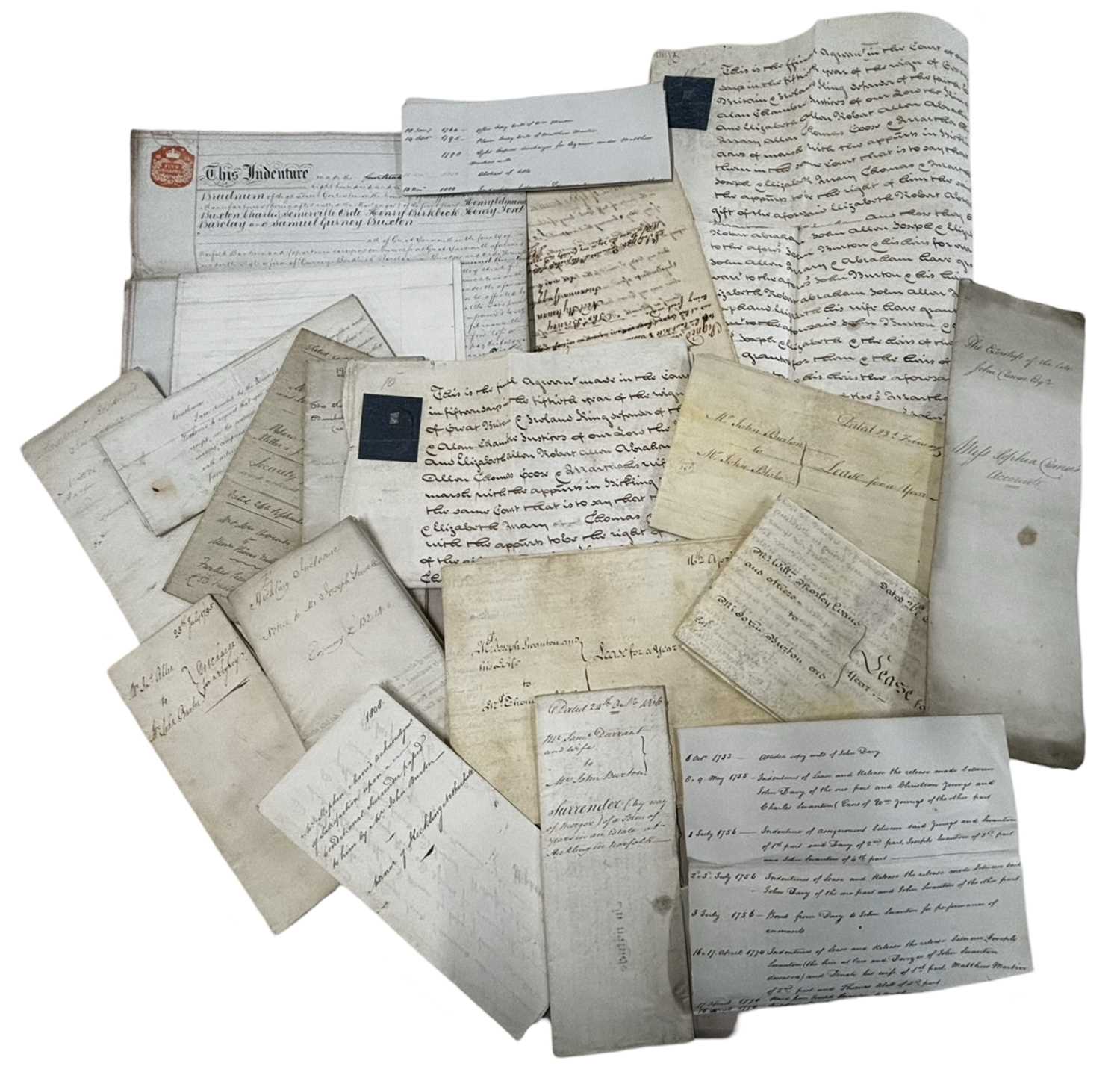 ONE PACKET: Various 18th/19th century vellum documents pertaining to property, mortgages, indentures