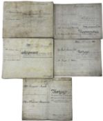 ONE PACKET: Various 19th century vellum documents pertaining to property, mortgages, indentures etc