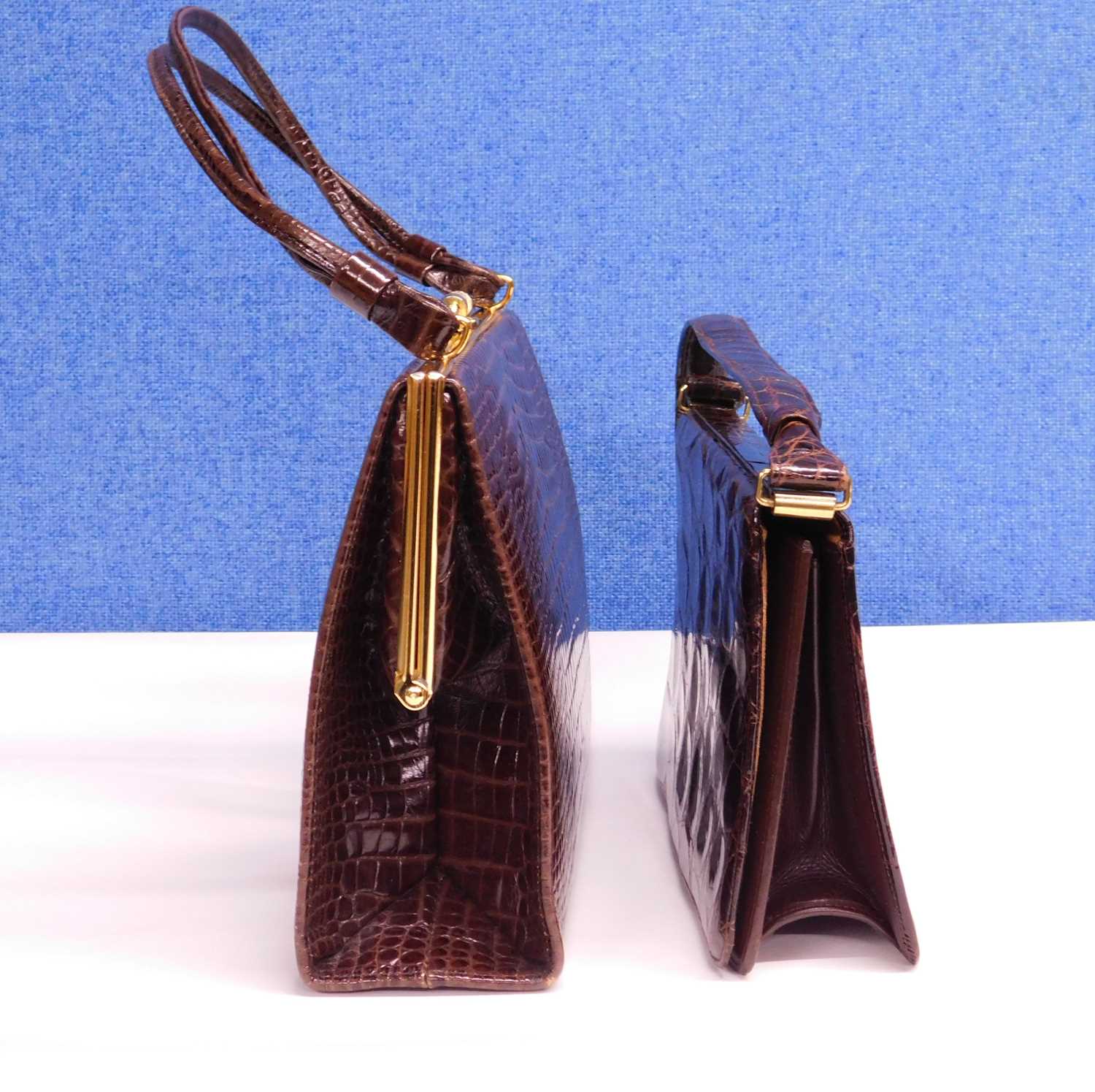 A small group of mid 20th Century lady's accessories to include two mock croc brown leather - Image 4 of 4