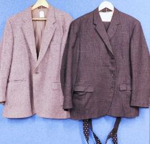 A gentleman's grey checked three piece suit by Hardy Amies. approx 46" chest together with a pair of