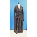 A brown suede patchwork bias cut full length skirt by Artigano, together with a similar loose