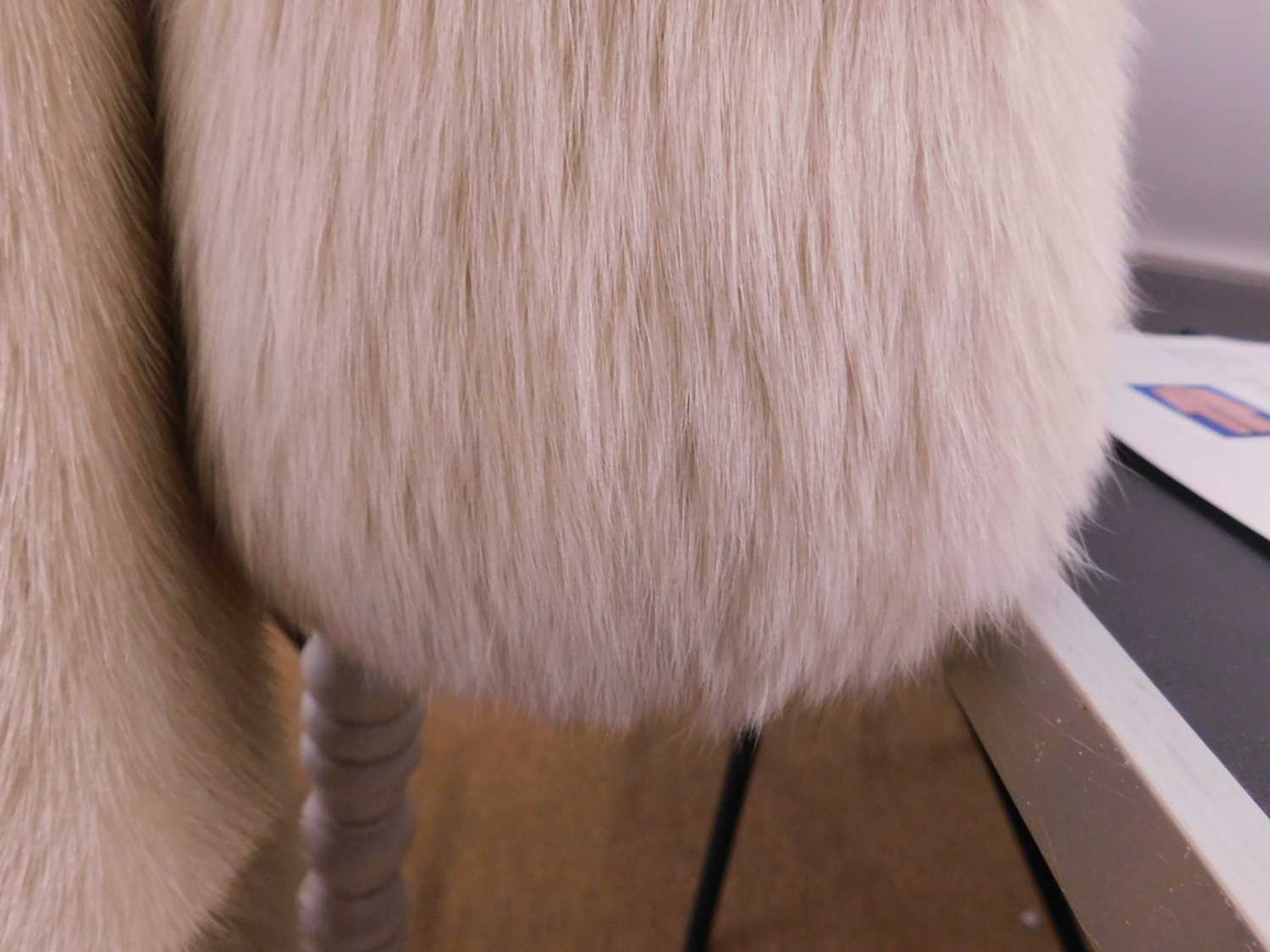 A lady's full length cream fur coat by Hurtiq Ltd overall good with no obvious signs of wear or - Image 8 of 14