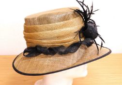 A Cappelli Condici straw hat in old gold and black detail, new with tags