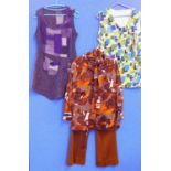 A group of mid-late 20th century ladieswear, to include a c.1970's brown and orange patterened shirt