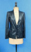 A black leather blazer Helmut Lang, with single button fastening, front slit pockets, wool trimmed