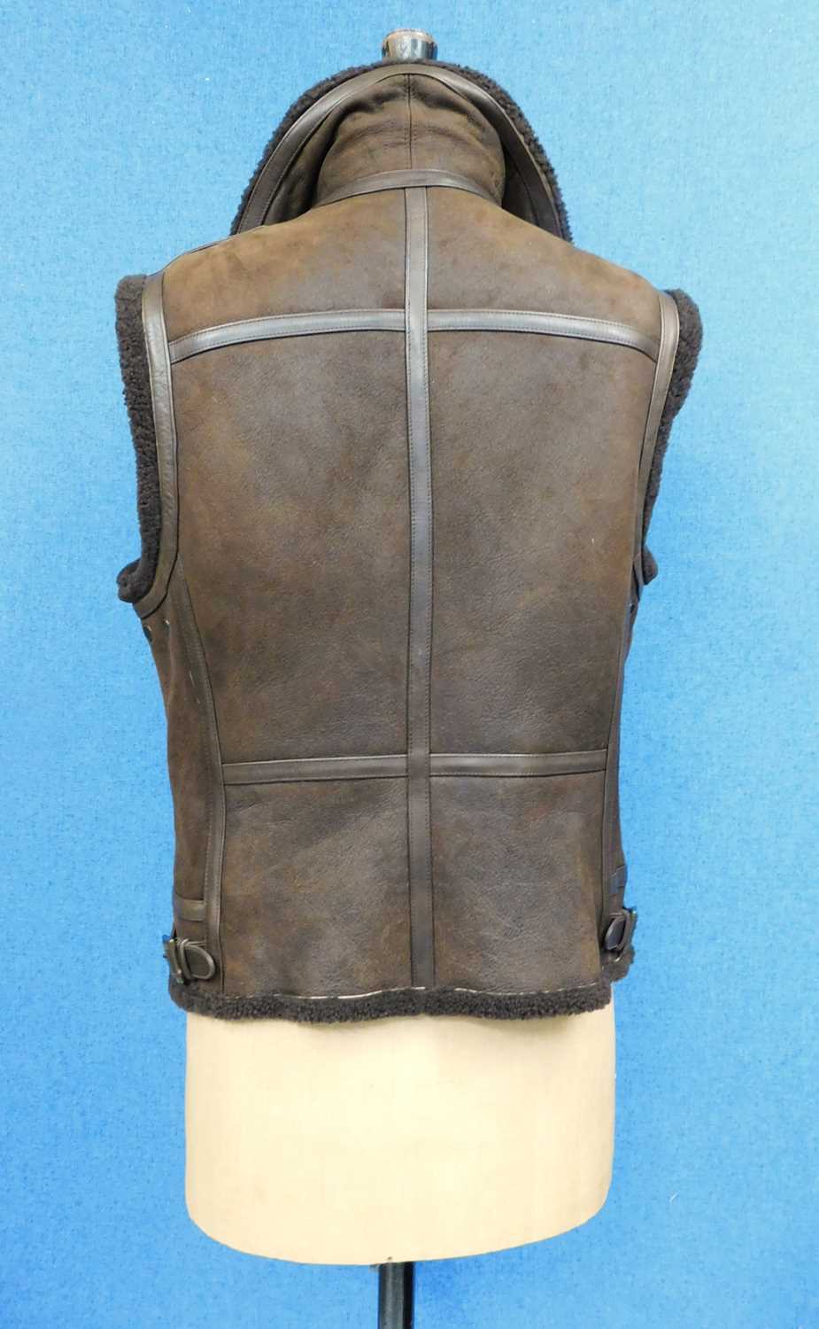 A lady's Ralph Lauren Polo brown leather and sheepskin gillet, with asymetric front zip, zip and - Image 2 of 7