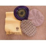 Accessories to include a Barbour wool beret, a Dunn & Co wool tweed cap size 7 3/8, a Donegal
