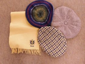 Accessories to include a Barbour wool beret, a Dunn & Co wool tweed cap size 7 3/8, a Donegal