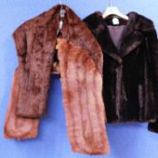 A lady's cropped faux fur jacket together with two fur stoles (3)