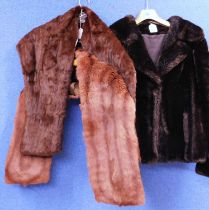 A lady's cropped faux fur jacket together with two fur stoles (3)