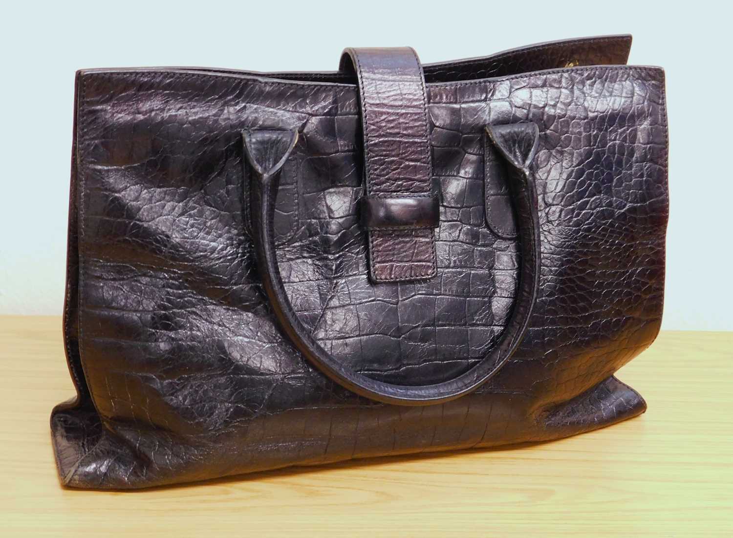 Three lady's handbags, to include a black mock-croc handbag by Jaeger approx. 38cm wide, and two - Image 3 of 6