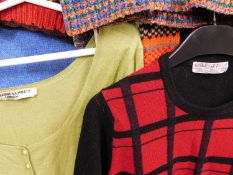 A quantity of lady's knitwear, to include a chenille roll neck by Kenzo, a green scoop neck by