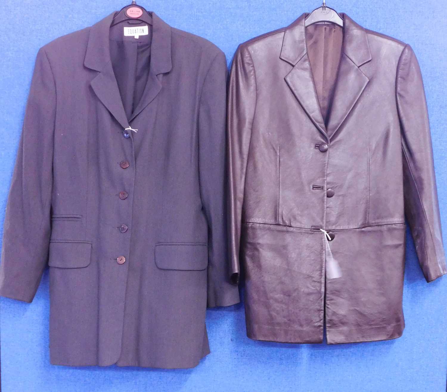 Two c.1980's lady's longline jacket, to include on in brown faux leather and another in grey by