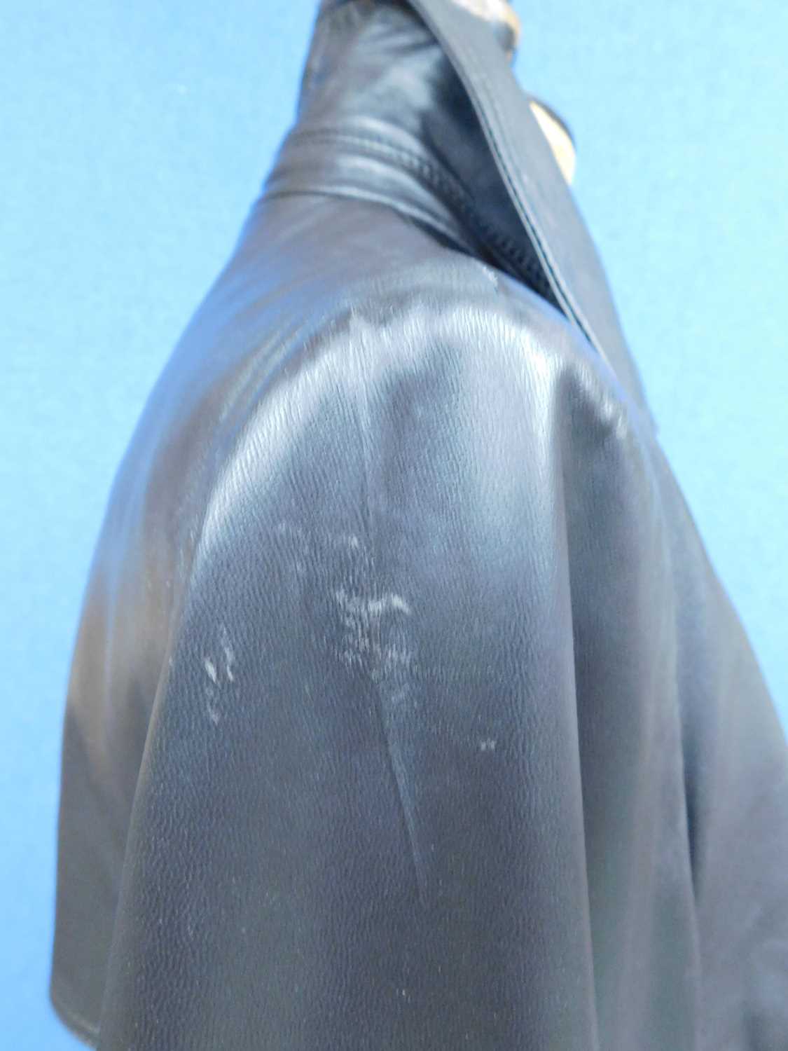 A lady's full length brown leather coat by Higgs, double breasted with front pockets and tie - Image 12 of 12