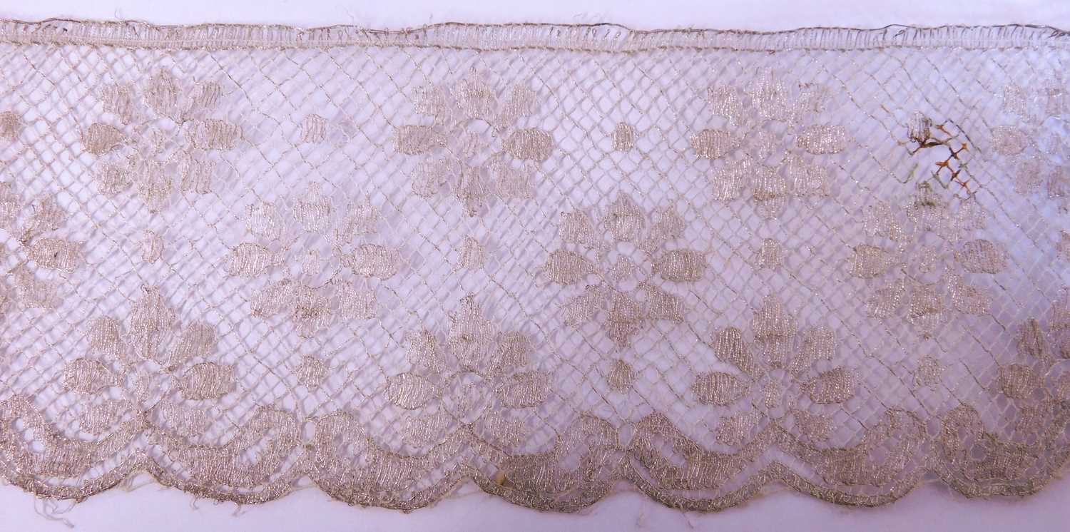 A length of Victorian machine made silver lace, (in two lengths), approx. 300cm & 150cm, together - Image 2 of 2